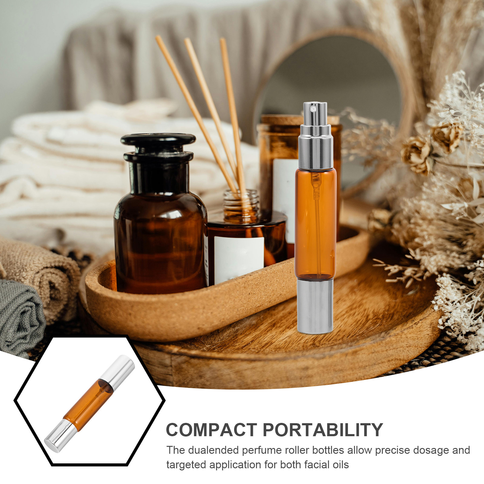 8Pcs Amber Glass Essential Oil - Perfume Travel Set 评论和价格